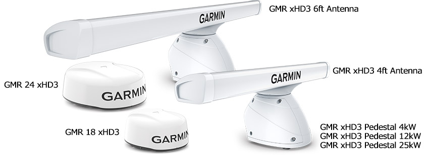 レーダー GMR xHD3 6ft Antenna, GMR xHD3 4ft Antenna, GMR xHD3 Pedestal 4kW, GMR xHD3 Pedestal 12kW, GMR xHD3 Pedestal 24kW, GMR 24 xHD3, GMR 18 xHD3